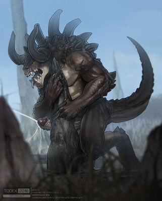 Deathclaw Observations
art by todex
Keywords: videogame;fallout;reptile;lizard;deathclaw;male;feral;solo;penis;masturbation;ejaculation;orgasm;spooge;todex