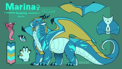 Marina (Wings_of_Fire)
art by travesseiro
Keywords: wings_of_fire;seawing;dragoness;female;feral;solo;vagina;closeup;reference;travesseiro