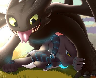 Mating With Toothless
art by trooper036
Keywords: how_to_train_your_dragon;httyd;night_fury;toothless;dragon;male;feral;anthro;M/M;penis;from_behind;anal;trooper036