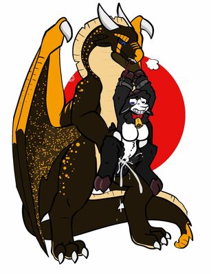 Komodo and Maebel alt (Wings_of_Fire)
art by trout
Keywords: wings_of_fire;sandwing;nightwing;hybrid;furry;goat;dragon;male;female;feral;anthro;M/F;penis;reverse_cowgirl;vaginal_penetration;ejaculation;spooge;trout