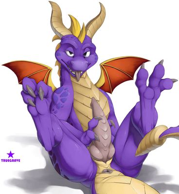 Spyro
art by truegrave9
Keywords: videogame;spyro_the_dragon;spyro;dragon;male;anthro;solo;penis;masturbation;truegrave9