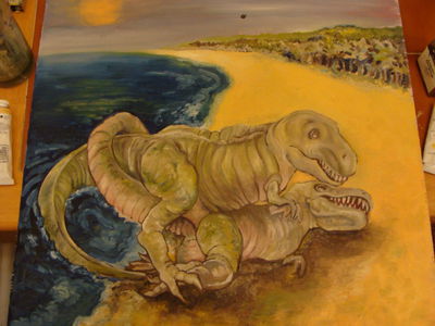 Tyrannosaurus Sex On The Beach
art by stuart_faulkner
Keywords: dinosaur;theropod;tyrannosaurus_rex;trex;male;female;feral;M/F;from_behind;beach;stuart_faulkner