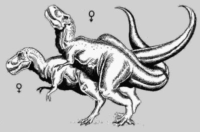 Tyrannosaurs Mating
unknown artist
Keywords: dinosaur;theropod;tyrannosaurus_rex;trex;male;female;feral;M/F;from_behind