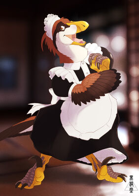 Utahraptor Maid
art by ukabor
Keywords: dinosaur;theropod;rsptor;utahraptor;female;anthro;solo;non-adult;ukabor