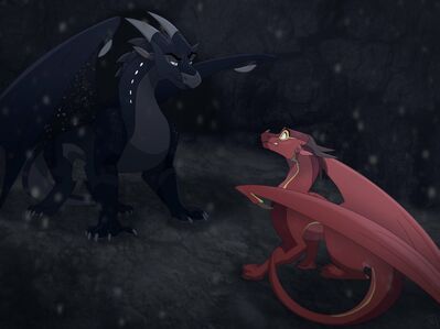 What Are You Doing Here (Wings_of_Fire)
art by ukariarti
Keywords: wings_of_fire;nightwing;skywing;dragon;feral;solo;non-adult;ukariarti