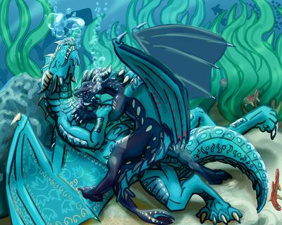 Azureflame and Heimdall (Wings_of_Fire)
art by universaldragon
Keywords: wings_of_fire;seawing;dragon;dragoness;male;female;feral;M/F;missionary;suggestive;universaldragon