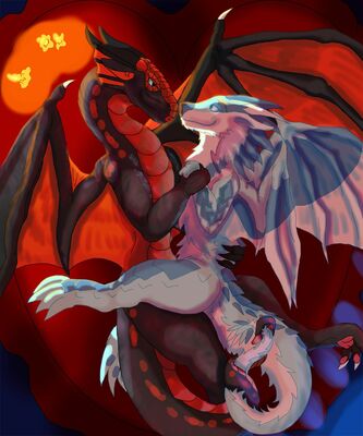 Dartfrog and Vapor Mating (Wings_of_Fire)
art by universaldragon
Keywords: wings_of_fire;rainwing;icewing;dragon;dragoness;male;female;feral;M/F;cowgirl;suggestive;universaldragon