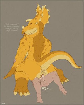 Styracosaurus Lover
art by upai
Keywords: beast;dinosaur;ceratopsid;styracosaurus;female;anthro;human;male;man;M/F;penis;cowgirl;vaginal_penetration;spooge;upai