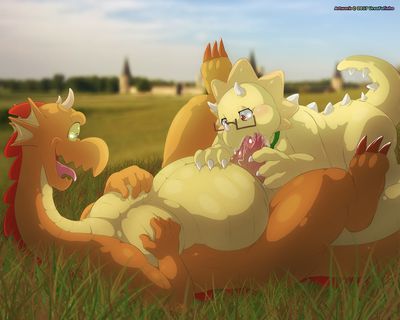 DTZ and Trikien
art by ursofofinho
Keywords: cartoon;anime;disney;rescue_rangers;amagi_brilliant_park;dragon;dinosaur;ceratopsid;triceratops;dtz;triken;male;anthro;M/M;penis;oral;spooge;ursofofinho