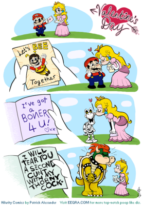 Valentine's Day Messages
art by patrick_alexander
Keywords: videogame;super_mario;turtle;koopa;bowser;male;human;woman;female;anthro;M/F;humor;holiday;patrick_alexander