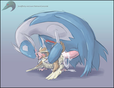 Latios and Pidgey
art by valravnconcorde
Keywords: anime;pokemon;avian;bird;latios;pidgey;male;female;anthro;M/F;penis;from_behind;spooge;valravnconcorde