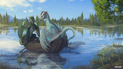 Hondra and Pryzm Fishing
art by vampi
Keywords: dragon;male;feral;solo;non-adult;vampi
