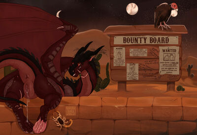 Bounty Board (Wings_of_Fire)
art by vantabats
Keywords: wings_of_fire;skywing;dragoness;female;feral;solo;vagina;presenting;spooge;vantabats