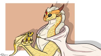 Blaze and Venom (Wings_of_Fire)
art by varnkob
Keywords: wings_of_fire;sandwing;princess_blaze;dragoness;female;feral;solo;non-adult;varnkob