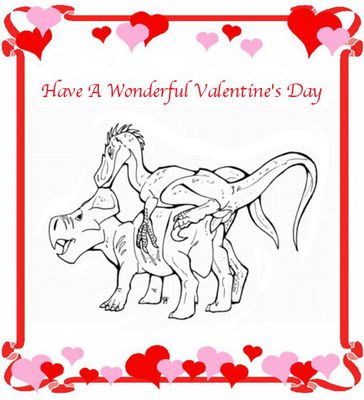 Raptor and Protoceratops Valentine
art by blaquetygriss
Keywords: dinosaur;theropod;raptor;velociraptor;ceratopsid;protoceratops;male;female;feral;M/F;penis;cloacal_penetration;from_behind;blaquetygriss