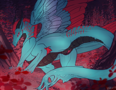 A Strange Night
art by velannal
Keywords: dragoness;female;feral;solo;vagina;velannal