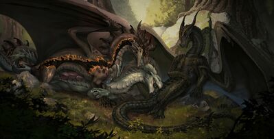 Drake Spitroast
art by veoros
Keywords: dragon;male;feral;M/M;threeway;spitroast;penis;spoons;anal;oral;veoros
