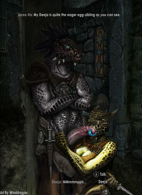 Argonians
art by winddragon
Keywords: videogame;skyrim;reptile;argonian;male;female;anthro;breasts;M/F;penis;oral;incest;cgi;winddragon