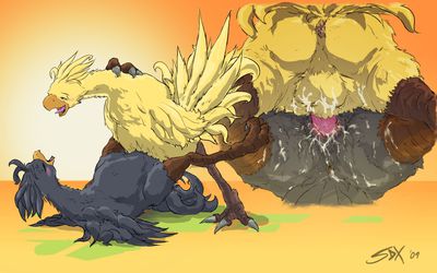 Chocobos Mating
art by starman_deluxe
Keywords: videogame;final_fantasy;avian;bird;chocobo;male;female;feral;M/F;missionary;penis;vaginal_penetration;spooge;starman_deluxe