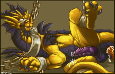 Volteer All Tied Up
art by kayla-na
Keywords: videogame;spyro_the_dragon;dragon;volteer;male;feral;solo;penis;bondage;anal;dildo;masturbation;spooge;kayla-na