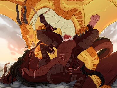 Riding a Skywing 2 (Wings_of_Fire)
art by viurrr
Keywords: wings_of_fire;sandwing;skywing;dragon;dragoness;male;female;feral;M/F;penis;missionary;vaginal_penetration;spooge;viurrr
