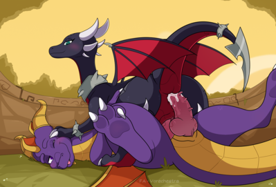 Cynder Riding Spyro (anal)
art by vorechestra
Keywords: videogame;spyro_the_dragon;dragon;dragoness;male;female;spyro;cynder;feral;M/F;penis;cowgirl;anal;orgasm;ejaculation;spooge;vorechestra