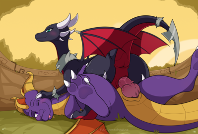 Cynder Riding Spyro (vaginal)
art by vorechestra
Keywords: videogame;spyro_the_dragon;dragon;dragoness;male;female;spyro;cynder;feral;M/F;penis;cowgirl;vaginal_penetration;spooge;vorechestra