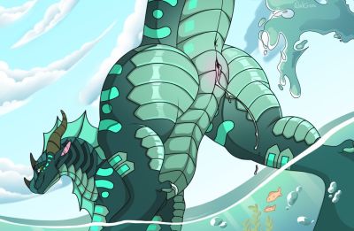 Seabird Presenting (Wings_of_Fire)
art by walgon
Keywords: wings_of_fire;seawing;hivewing;hybrid;dragoness;female;feral;solo;vagina;presenting;spooge;walgon
