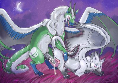 Birthday Boy
art by wanderlustdragon
Keywords: dragon;gryphon;male;feral;M/M;penis;spooge;from_behind;wanderlustdragon