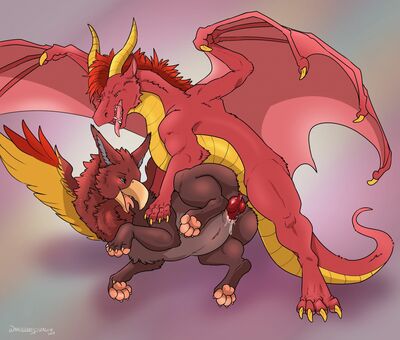 Dragon and Gryphon
art by wanderlustdragon
Keywords: dragon;gryphon;male;female;feral;M/F;penis;spoons;vaginal_penetration;spooge;wanderlustdragon