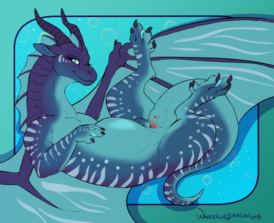 Seawing (Wings of Fire)
art by wanderlustdragon
Keywords: wings_of_fire;dragoness;seawing;female;feral;solo;pregnant;cloaca;spread;wanderlustdragon