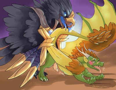 Verd and Anzu
art by wanderlustdragon
Keywords: videogame;world_of_warcraft;avian;bird;raven_lord;anzu;dragon;male;feral;anthro;M/M;penis;from_behind;anal;spooge;wanderlustdragon