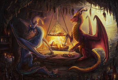 A Romantic Dinner
art by wehf
Keywords: dragon;wyvern;feral;humor;non-adult;wehf