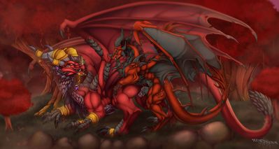 Mounting Alexstrasza
art by weirdhyenas
Keywords: videogame;world_of_warcraft;dragon;dragoness;male;female;alexstrasza;feral;M/F;penis;from_behind;vaginal_penetration;spooge;weirdhyenas