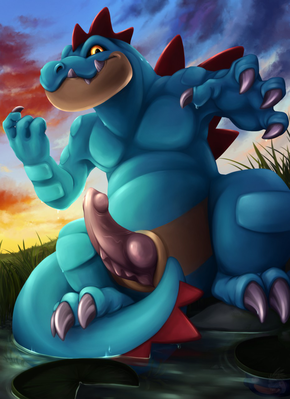 A Wild Feraligatr Appears
art by whelpsy
Keywords: anime;pokemon;crocodilian;alligator;feraligatr;male;anthro;solo;penis;whelpsy