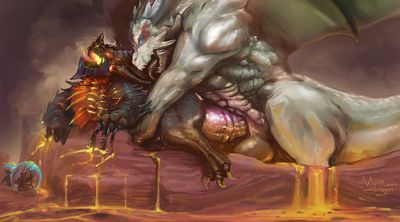 Thelos x Deathwing
art by winddragon
Keywords: videogame;world_of_warcraft;dragon;deathwing;thelos;male;anthro;M/M;from_behind;penis;anal;macro;winddragon