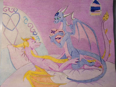 Spyro and Cynder Valentine
art by winterfox08
Keywords: videogame;spyro_the_dragon;spyro;cynder;dragon;dragoness;male;female;feral;M/F;penis;cowgirl;vaginal_penetration;spooge;holiday;winterfox08