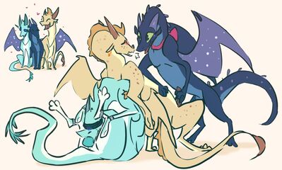 Moonwatcher and the Boys (Wings_of_Fire)
art by worngside
Keywords: wings_of_fire;nightwing;sandwing;icewing;moonwatcher;qibli;winter;dragon;dragoness;male;female;feral;M/F;bondage;solo;penis;oral;autofellatio;masturbation;worngside
