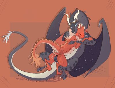 Sensual Hugs (Wings_of_Fire)
art by worngside
Keywords: wings_of_fire;nightwing;icewing;hybrid;dragon;male;feral;M/M;penis;cowgirl;anal;internal;worngside