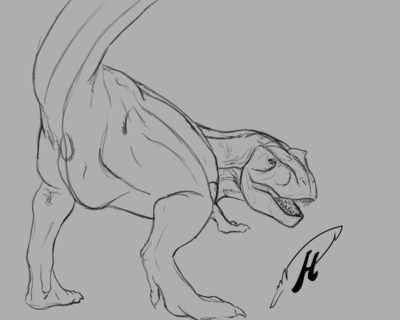 Sexy Rexy
art by wyatttheriot
Keywords: dinosaur;theropod;tyrannosaurus_rex;trex;female;feral;solo;vagina;presenting;wyatttheriot