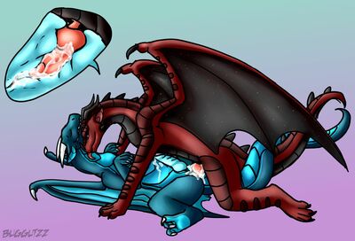 Friendly Licks Messy (Wings_of_Fire)
art by xarvax
Keywords: wings_of_fire;skywing;nightwing;hybrid;dragon;male;feral;M/M;penis;missionary;anal;internal;spooge;xarvax