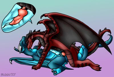 Friendly Licks (Wings_of_Fire)
art by xarvax
Keywords: wings_of_fire;skywing;nightwing;hybrid;dragon;male;feral;M/M;penis;missionary;anal;internal;xarvax