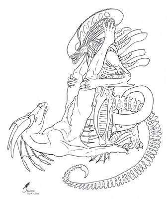 Xeno Grind
art by tina_leyk
Keywords: alien;xenomorph;dragon;anthro;male;M/M;penis;anal;missionary;tina_leyk