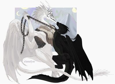 Queen_Diamond and Foeslayer (Wings_of_Fire)
art by xlunafyre
Keywords: wings_of_fire;icewing;nightwing;foeslayer;queen_diamond;dragoness;female;feral;lesbian;bondage;suggestive;xlunafyre