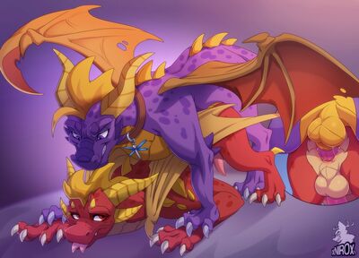 Flame and Spyro Having Sex
art by xnirox
Keywords: videogame;spyro_the_dragon;spyro;flamedragon;male;feral;M/M;penis;from_behind;anal;closeup;spooge;xnirox