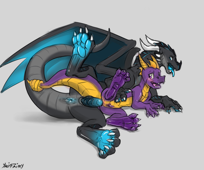 Spyro x Xero
art by yaoifairy
Keywords: videogame;spyro_the_dragon;dragon;spyro;male;feral;M/M;penis;spoons;anal;yaoifairy