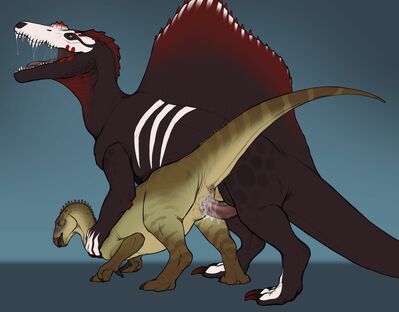 Spinosaurus and Mantellisaurus
art by yaroul
Keywords: dinosaur;theropod;spinosaurus;hadrosaur;mantellisaurus;male;female;feral;M/F;penis;from_behind;vaginal_penetration;orgasm;ejaculation;spooge;yaroul