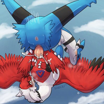 Latias and Latios
art by yeenbitez
Keywords: anime;pokemon;avian;bird;latias;latios;male;female;anthro;M/F;penis;reverse_cowgirl;vaginal_penetration;orgasm;ejaculation;spooge;