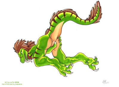 Yiffy_Raptor Pawing
art by luria
Keywords: dinosaur;theropod;raptor;deinonychus;female;anthro;solo;fingering;masturbation;spooge;luria