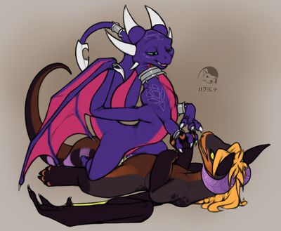 Fun With Cynder 3
art by yojek163
Keywords: videogame;spyro_the_dragon;dragon;dragoness;cynder;male;female;anthro;M/F;penis;cowgirl;vaginal_penetration;spooge;yojek163